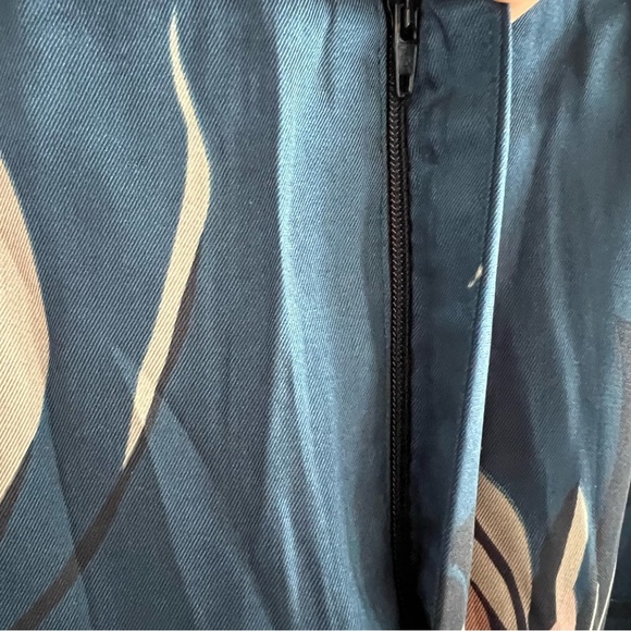 Zara Woman Silky Blue Floral Wide Leg Pants Contemporary US Small - Picture 8 of 11